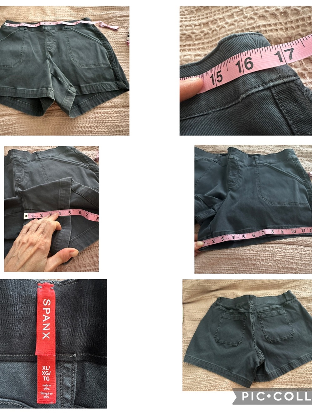 SPANX navy blue twill Stretch Shorts 5”